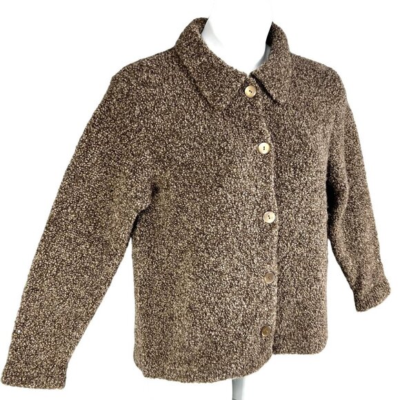 Talbots Womens M Wool Cardigan Made In Italy Marled Brown Grandmacore Timeless - Picture 4 of 16